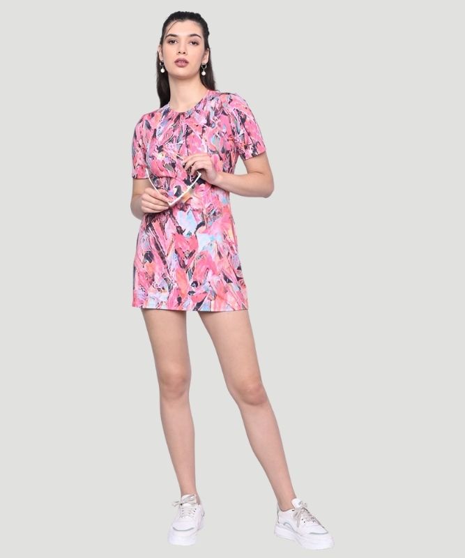 Women's Multicolor Geometric Print Regular Fit Mini Dress