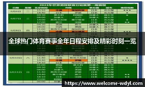 全球热门体育赛事全年日程安排及精彩时刻一览
